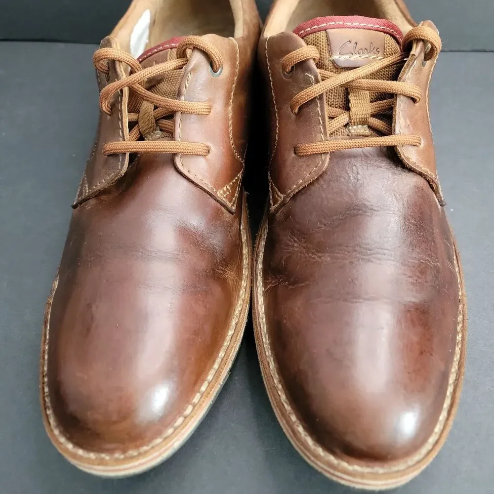 Clarks Mens Brown Leather Suede Oxford Shoes Size 13 M US 12 G UK Lace Up